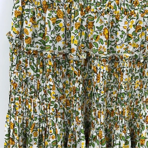 NWT J Crew XL Maude dress floral vines 0948 green yellow viscose maxi